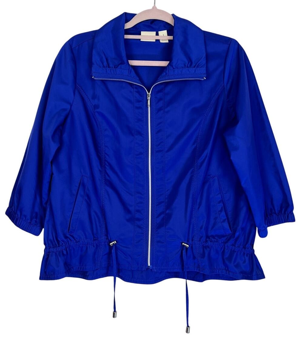 Zenergy‎ by Chico's Blue Cropped Stylish Outerwear Full Zip Windbreaker Jacket M